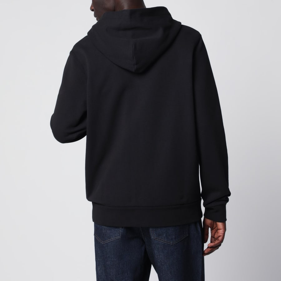 Moncler Felpa con cappuccio in cotone con logo nera, view 3