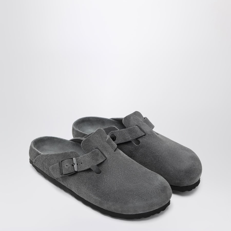 BIRKENSTOCK Sabot Boston in pelle scamosciata antracite, view 2