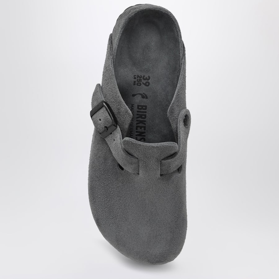 BIRKENSTOCK Sabot Boston in pelle scamosciata antracite, view 3