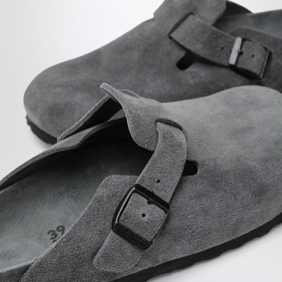 BIRKENSTOCK Sabot Boston in pelle scamosciata antracite, view 5