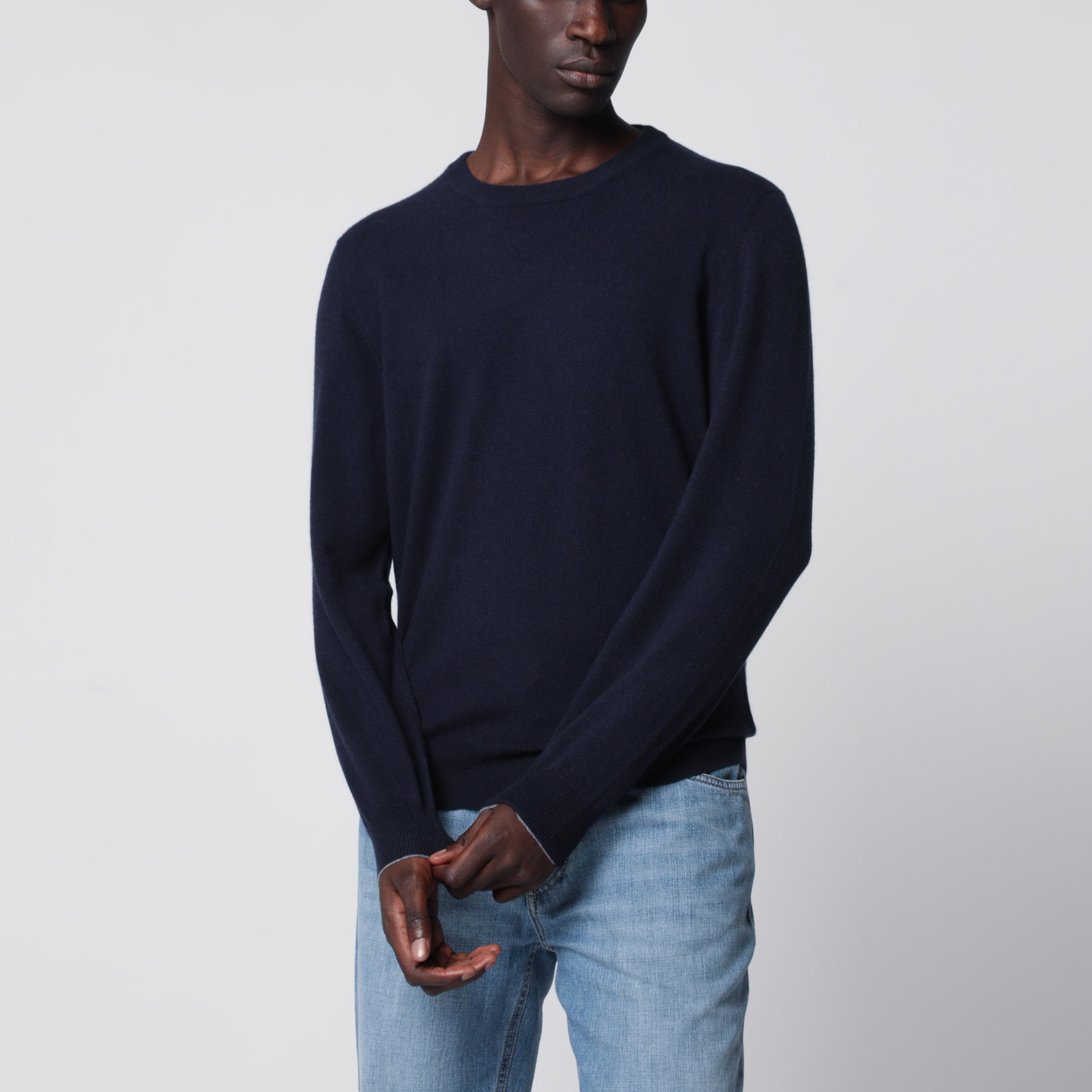 Brunello Cucinelli Maglia girocollo in cashmere blu navy