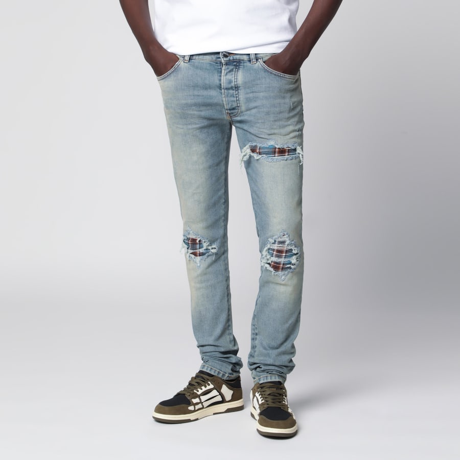 Amiri Jeans MX1 in denim e flanella indigo