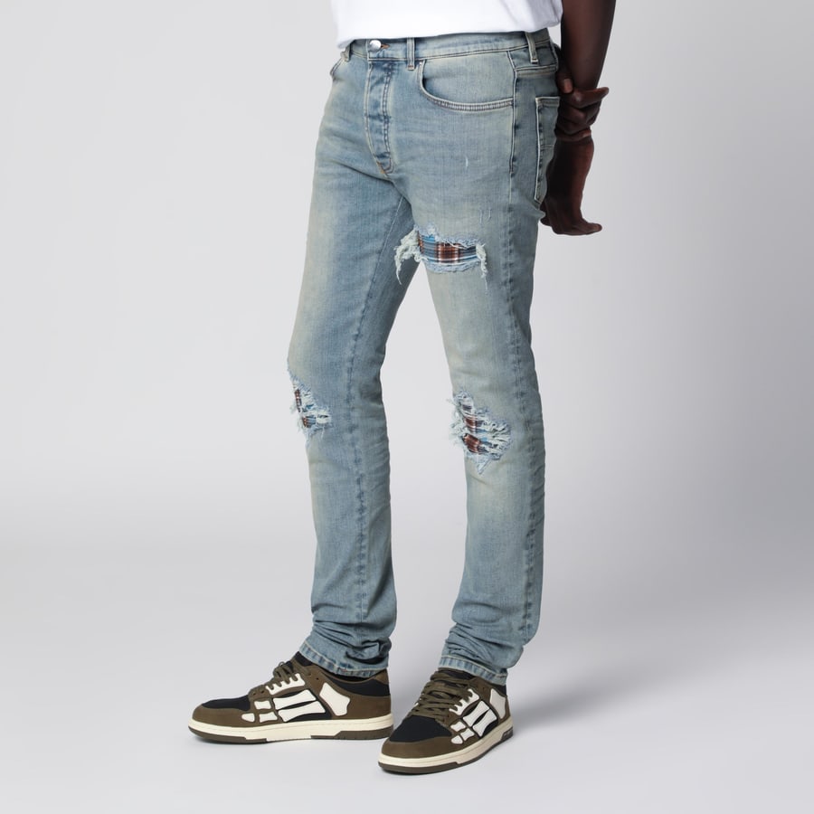 Amiri Jeans MX1 in denim e flanella indigo, view 3
