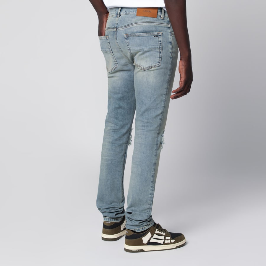 Amiri Jeans MX1 in denim e flanella indigo, view 4