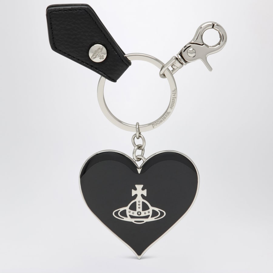 Vivienne Westwood Portachiavi Mirror Heart Orb con cuore specchiato nero