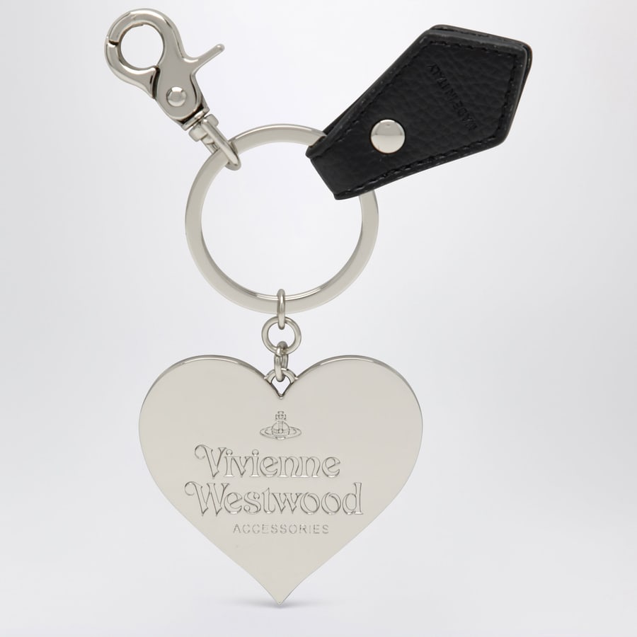 Vivienne Westwood Portachiavi Mirror Heart Orb con cuore specchiato nero, view 2