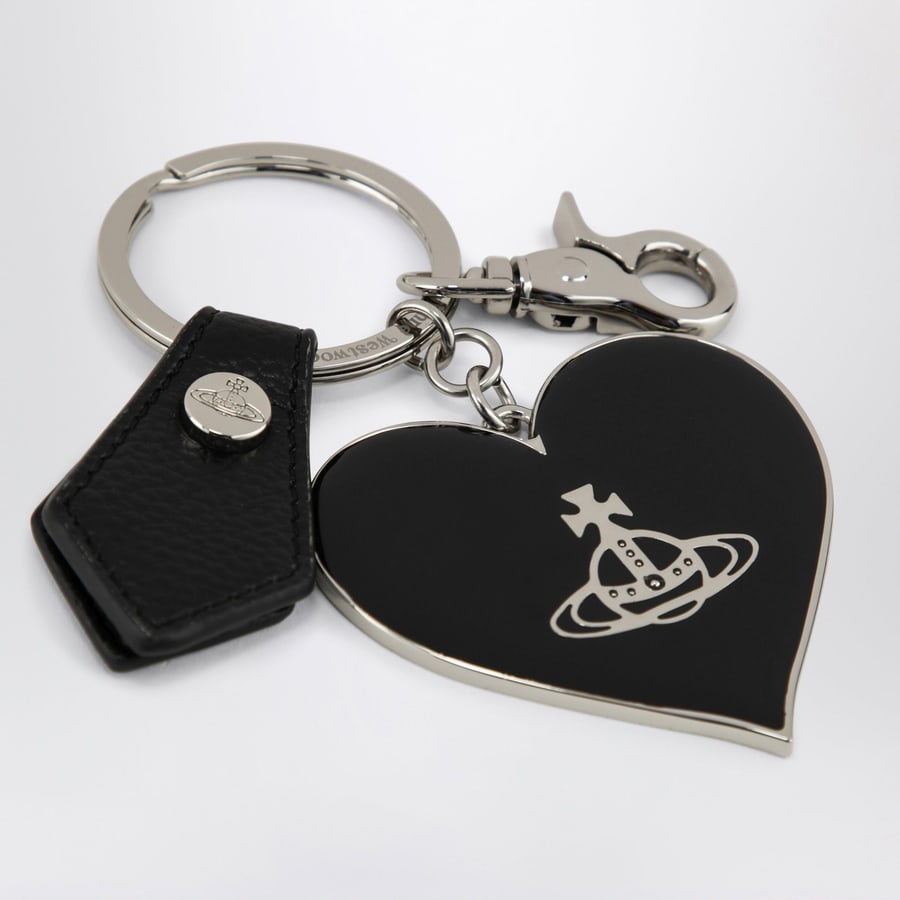 Vivienne Westwood Portachiavi Mirror Heart Orb con cuore specchiato nero, view 3