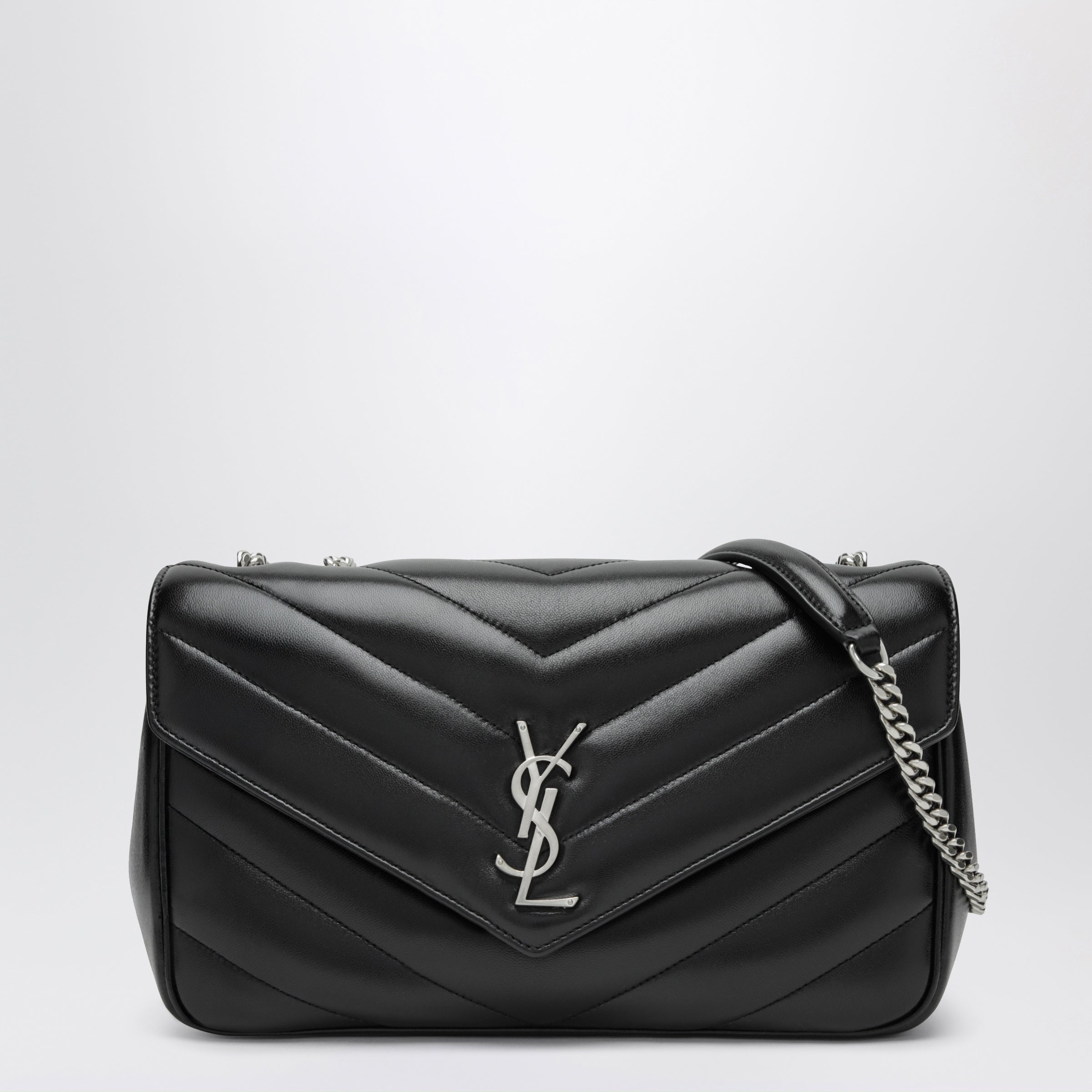Saint Laurent Borsa a spalla Loulou medium trapuntata in pelle nera