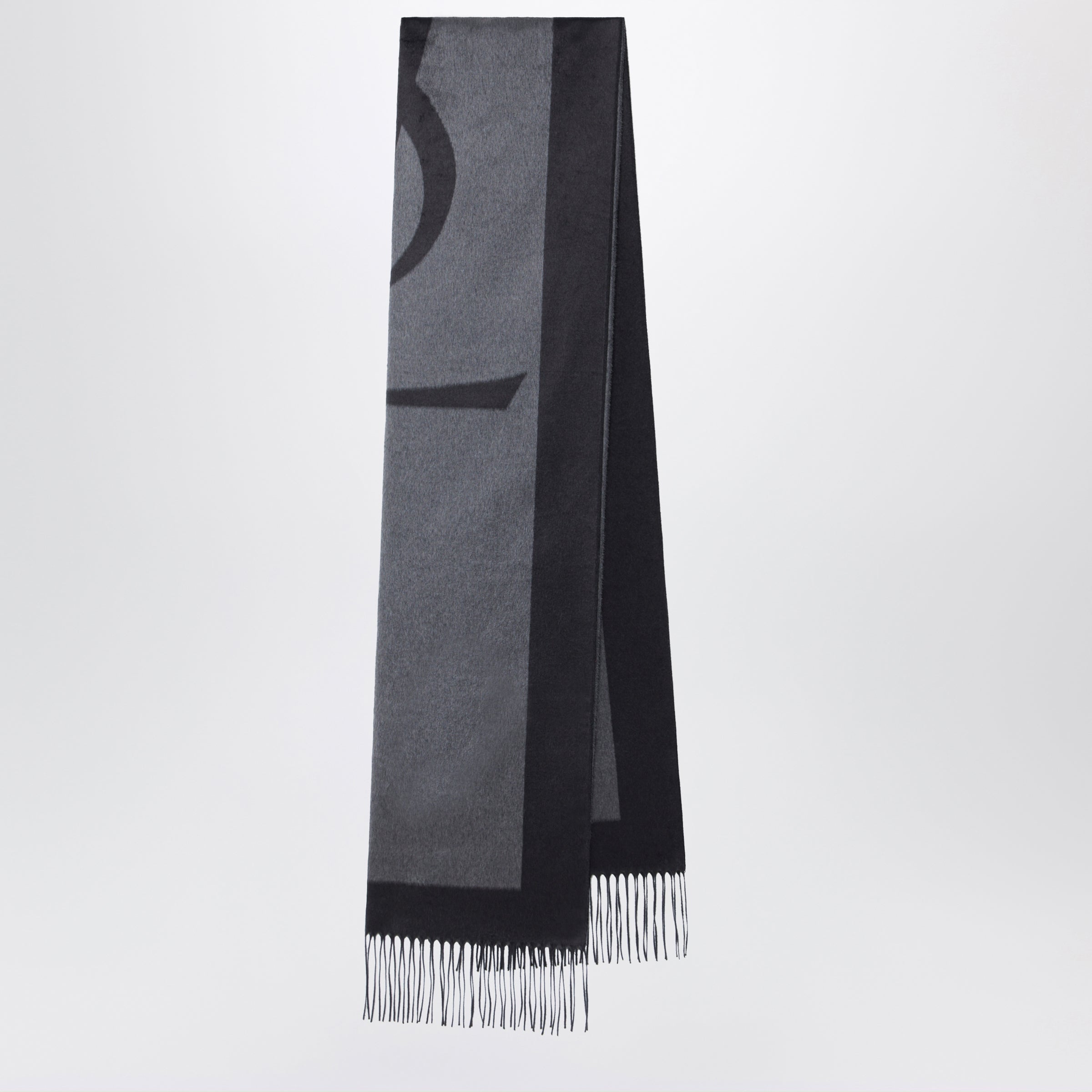 Saint Laurent Sciarpa Cassandre in jacquard di seta grigio grafite