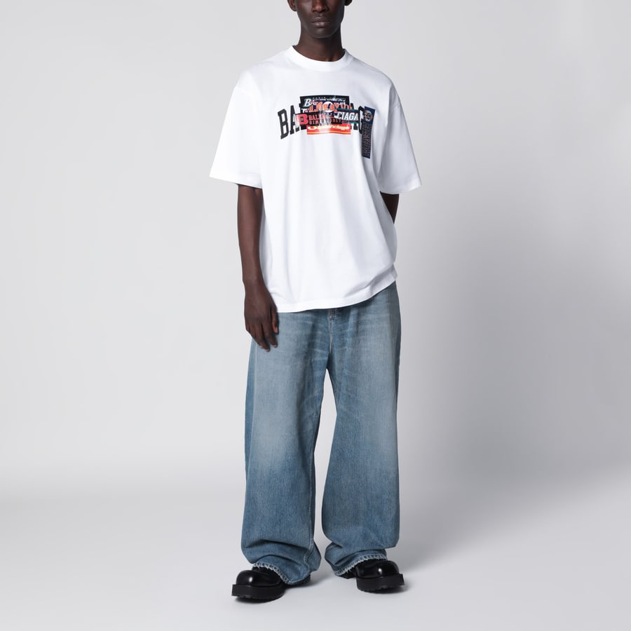 Balenciaga T-shirt Bumper Stickers in cotone bianca, view 2