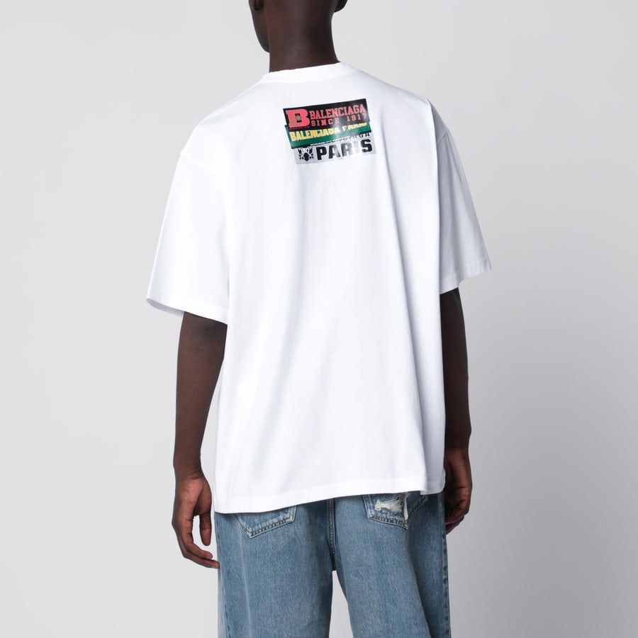 Balenciaga T-shirt Bumper Stickers in cotone bianca, view 3