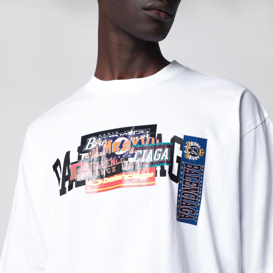 Balenciaga T-shirt Bumper Stickers in cotone bianca, view 4