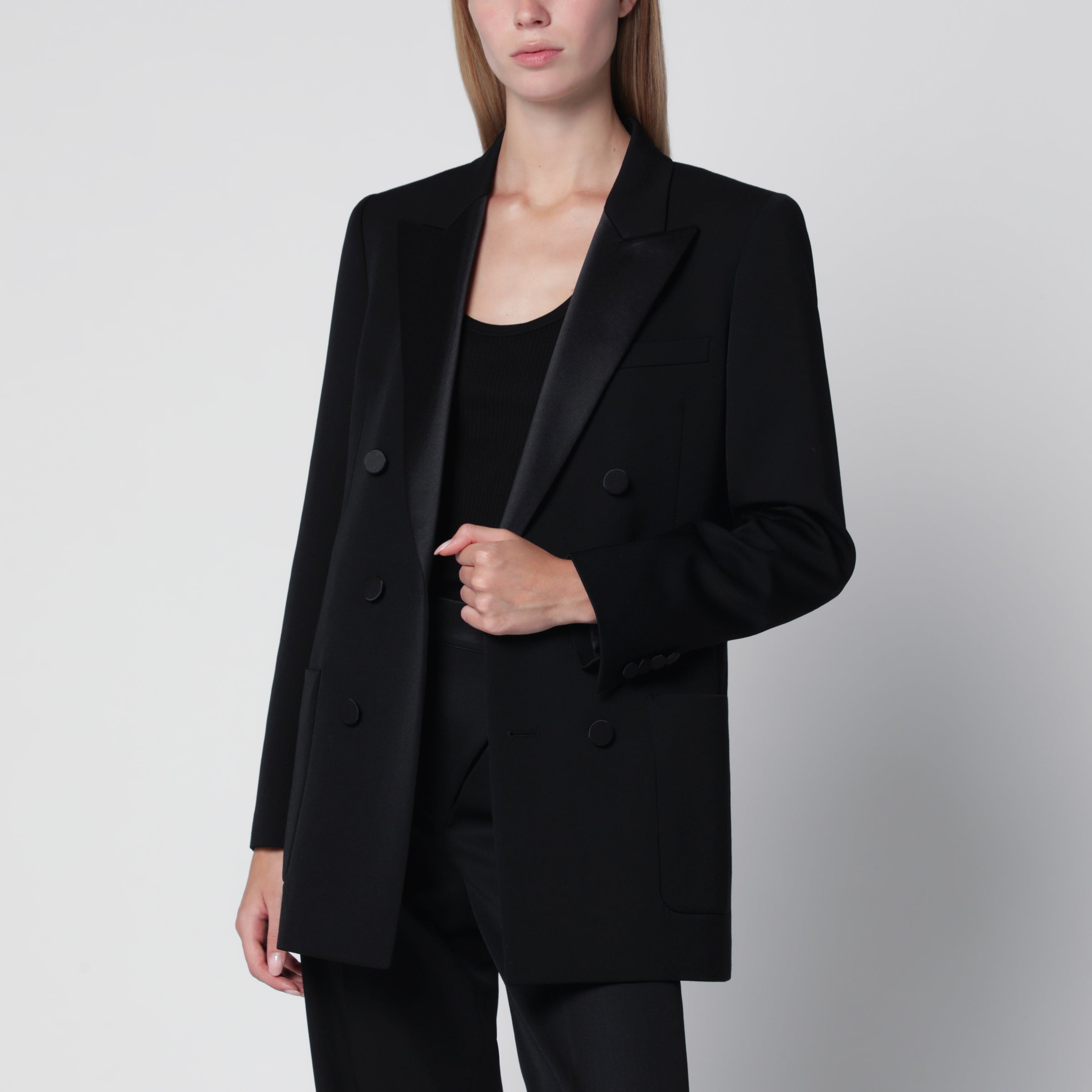 Saint Laurent Giacca doppiopetto in lana nera