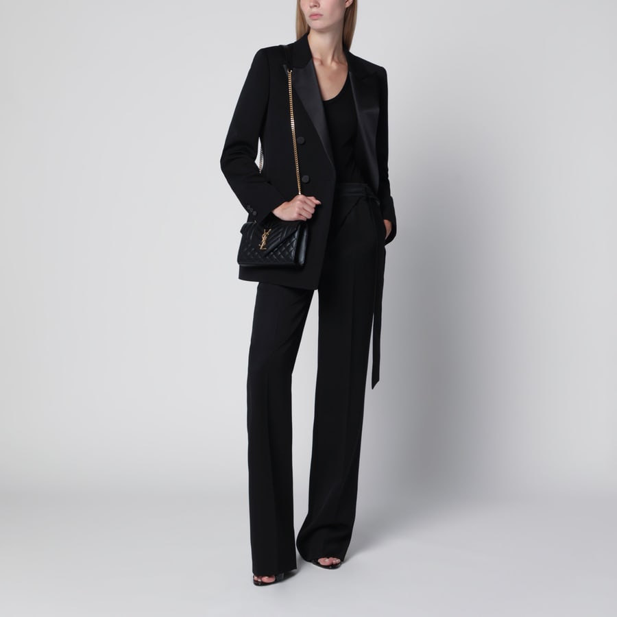 Saint Laurent Giacca doppiopetto in lana nera, view 2