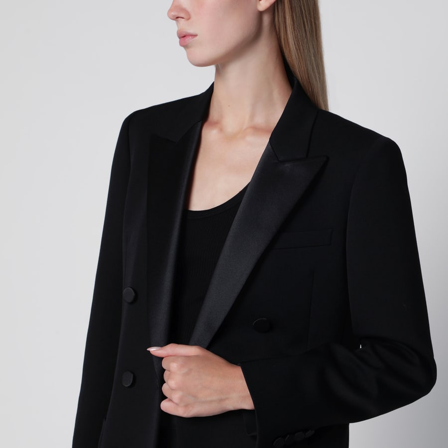Saint Laurent Giacca doppiopetto in lana nera, view 4