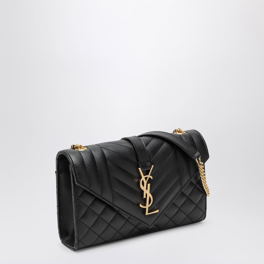 Saint Laurent Borsa a tracolla Envelope Small in pelle nera, view 3