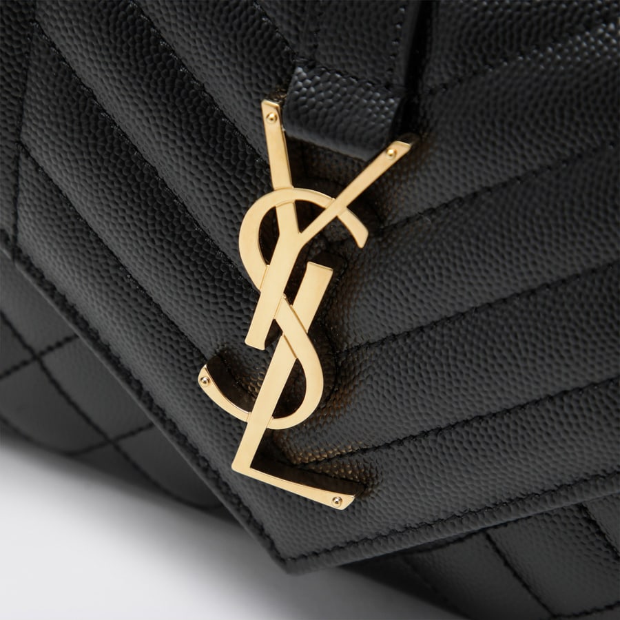 Saint Laurent Borsa a tracolla Envelope Small in pelle nera, view 6