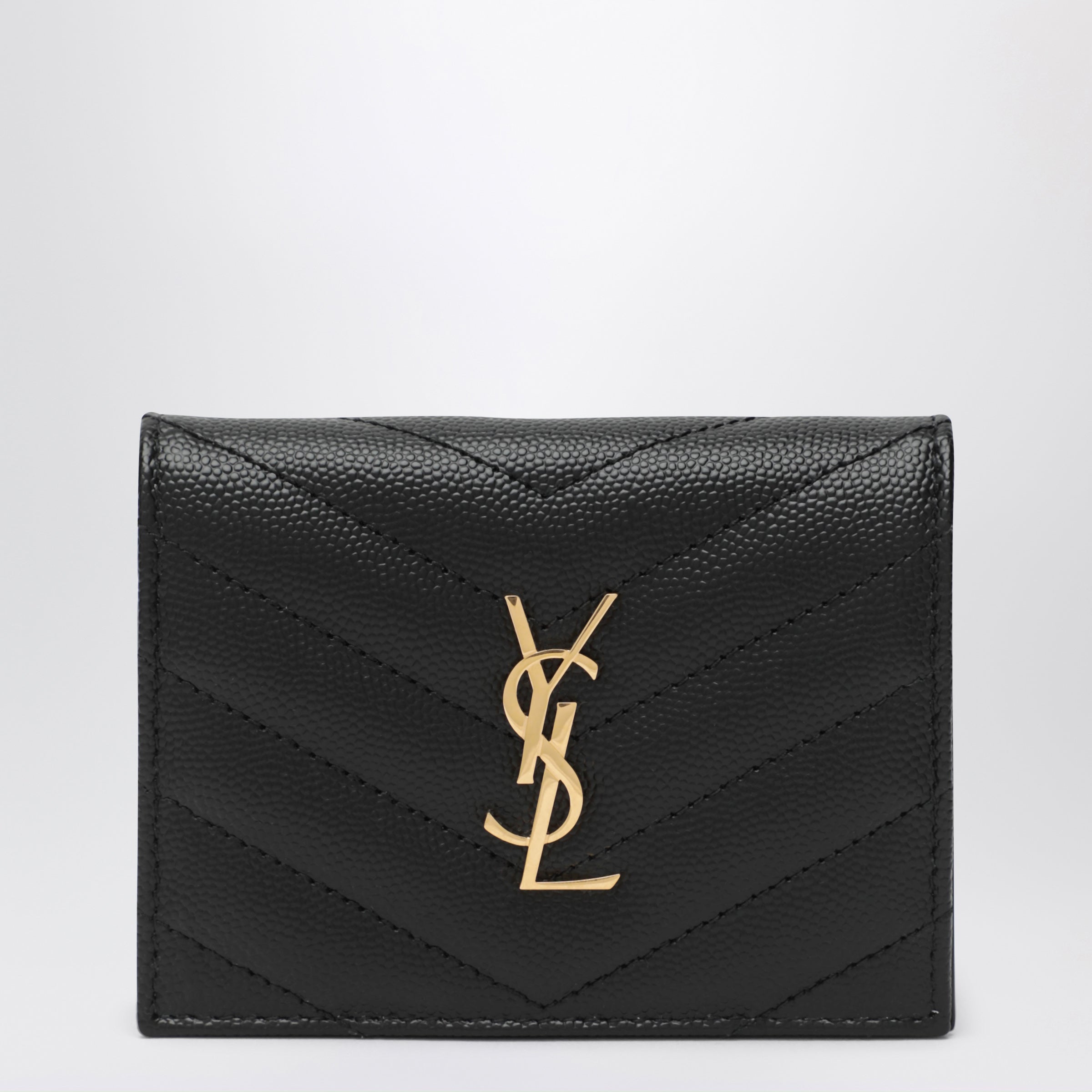 Saint Laurent Portacarte con patta Cassandre matelassé nero