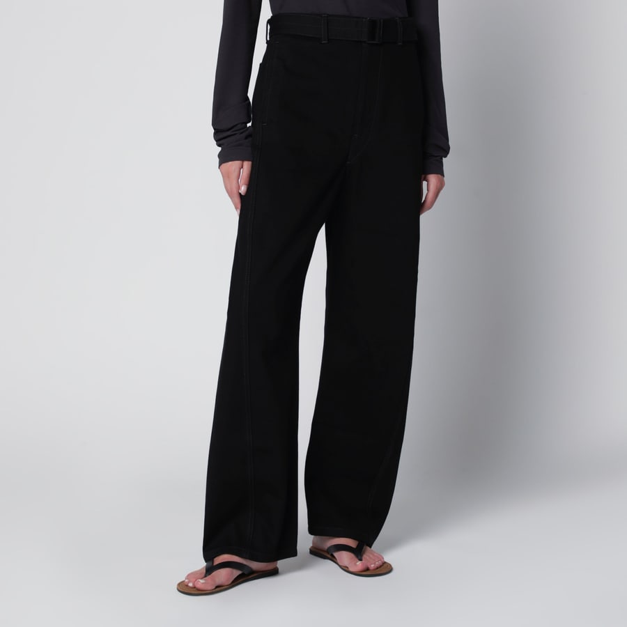 Lemaire Pantaloni con cintura neri in cotone