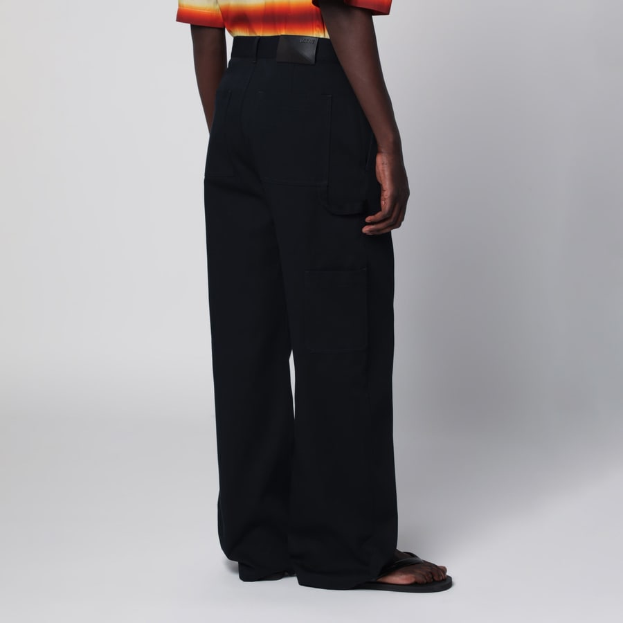 Loewe Pantaloni in twill di cotone blu navy scuro, view 4