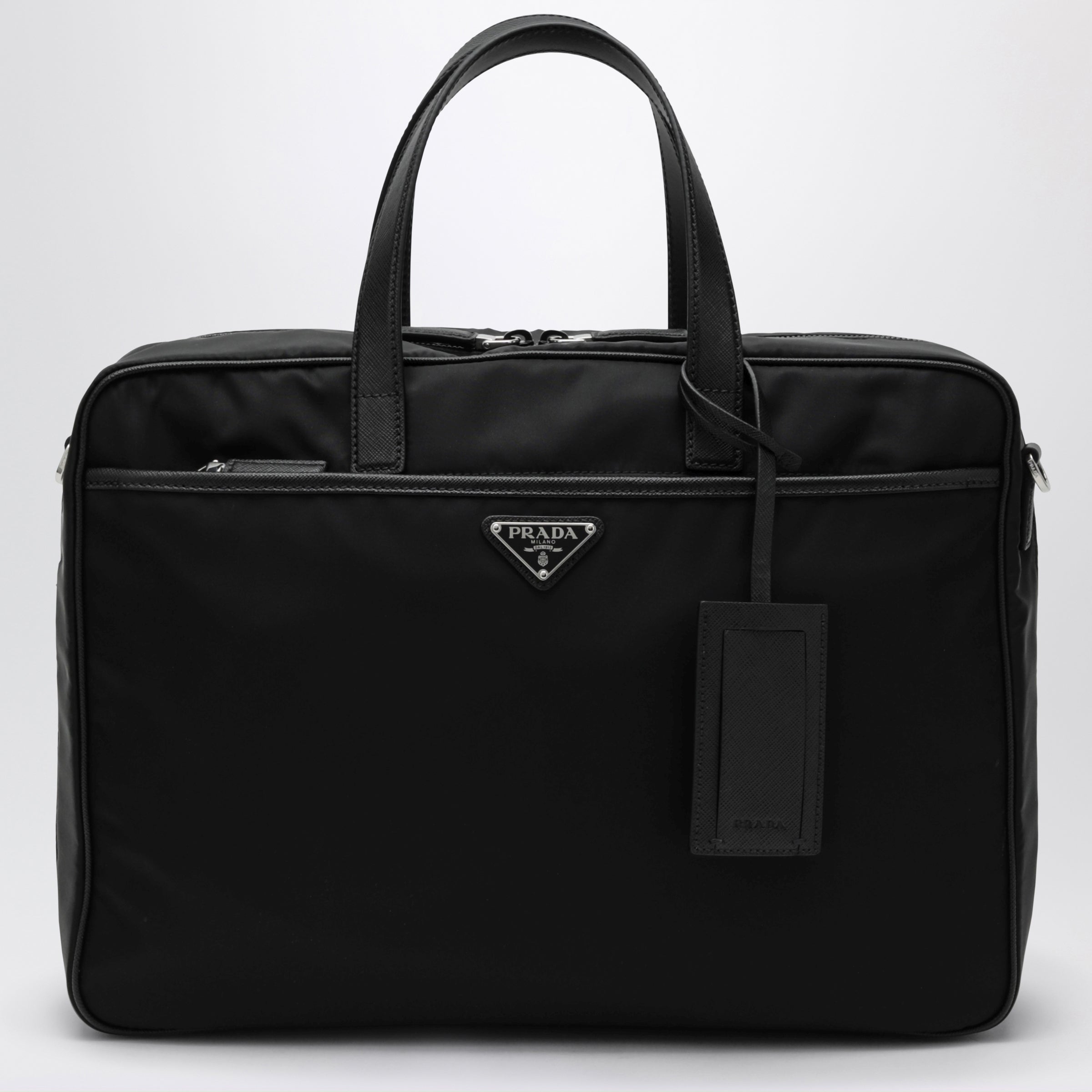 Prada Borsa da lavoro in Re-Nylon e pelle Saffiano nera
