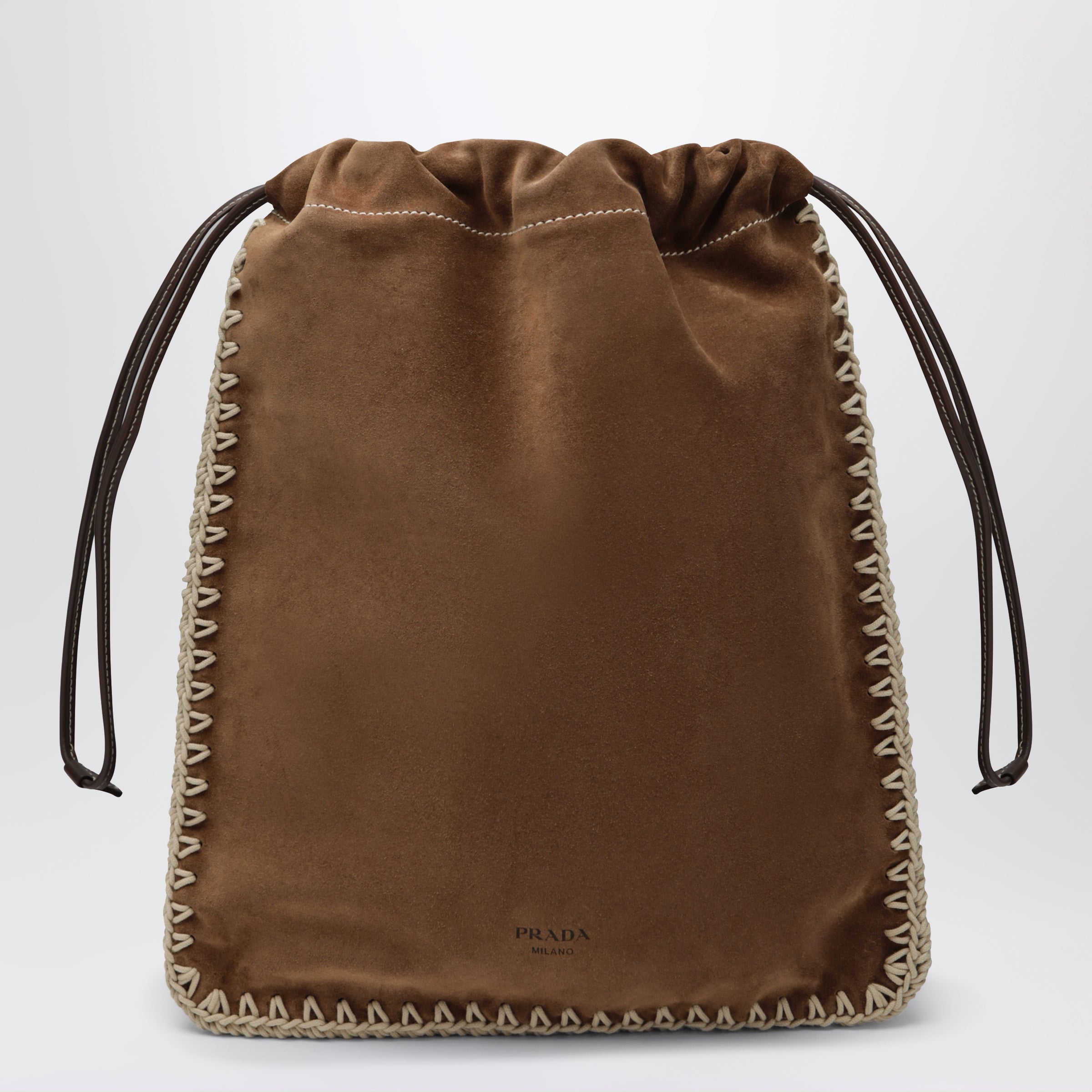 Prada Pouch Prada Wish in pelle scamosciata color cacao