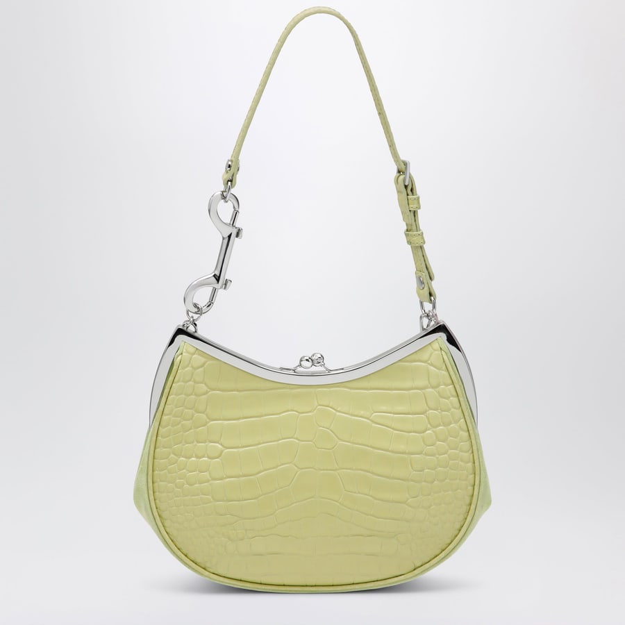 Vivienne Westwood Borsa Charm color lime in pelle verniciata effetto croco, view 4