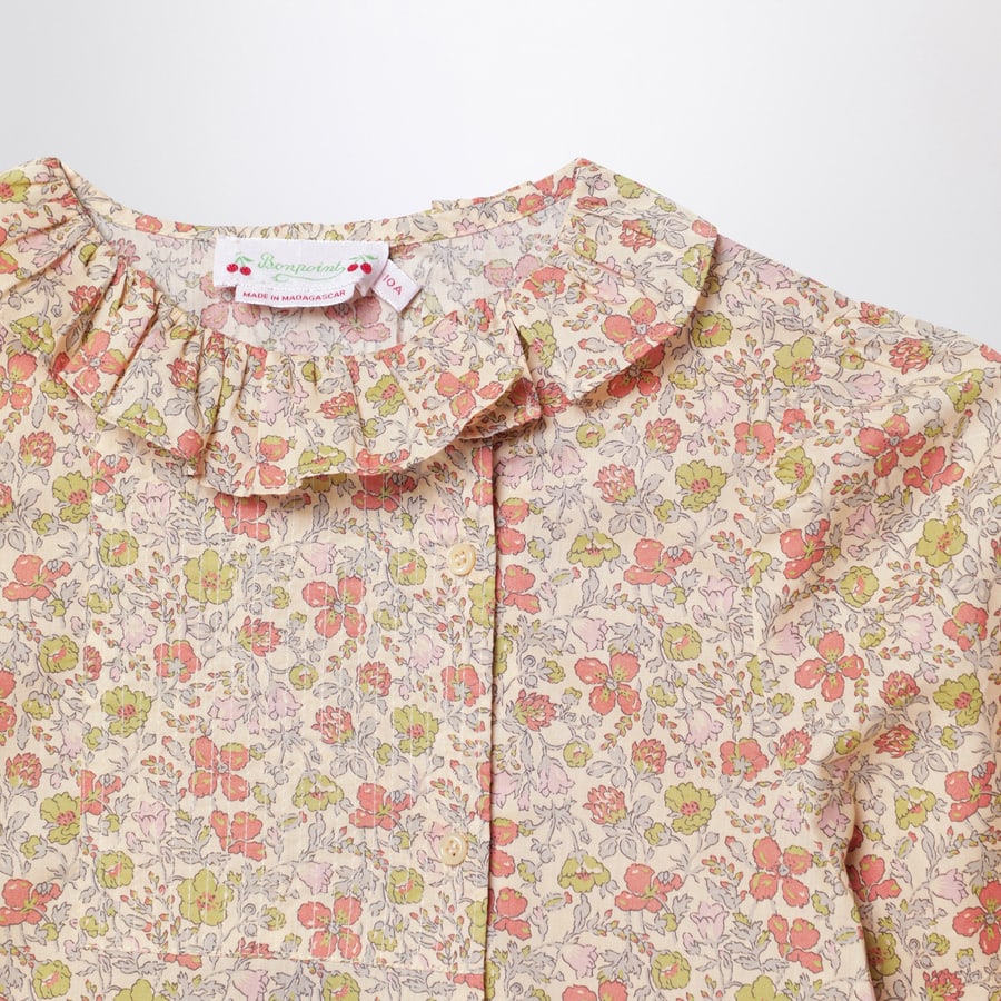 BONPOINT Camicia rosa in tessuto Liberty, view 3