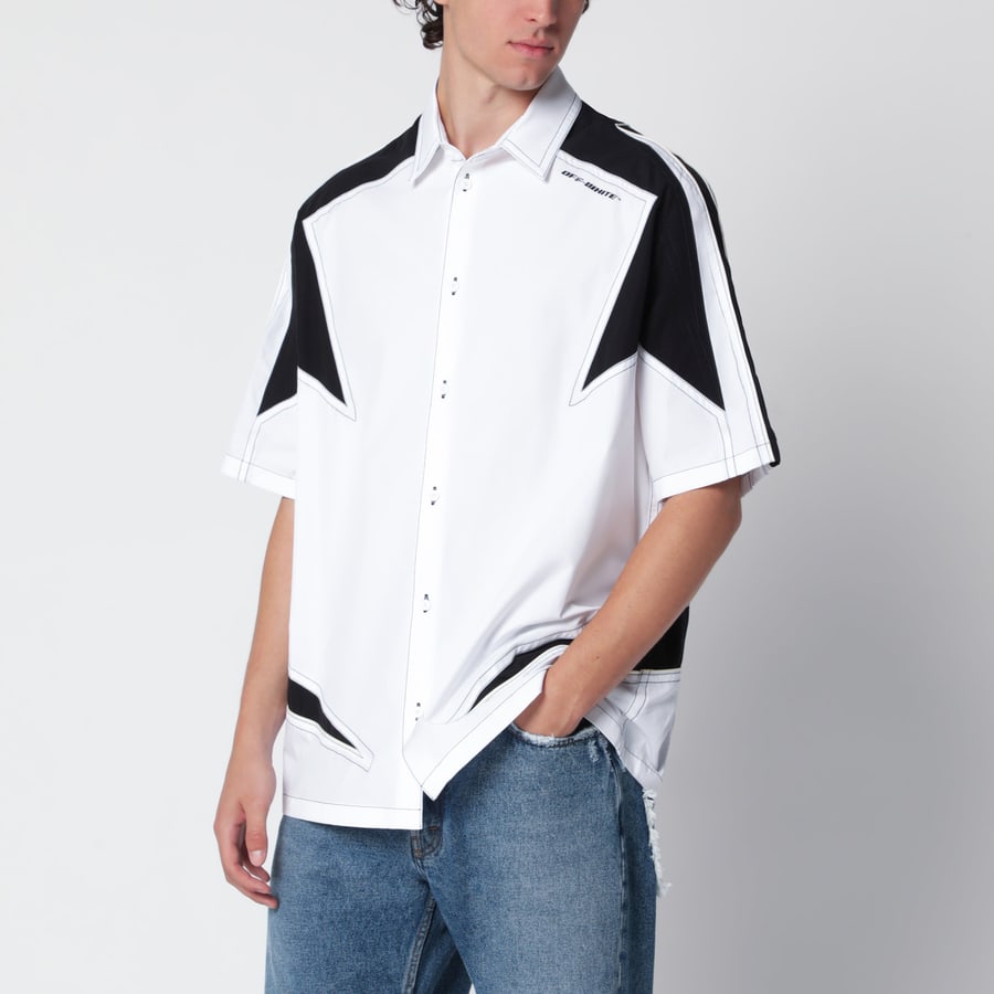 Off-White Camicia Bowling Race Logo Star bianca/nera