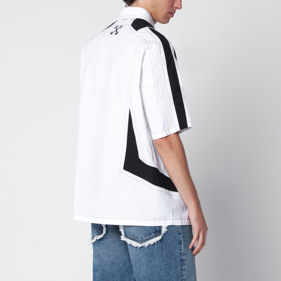 Off-White Camicia Bowling Race Logo Star bianca/nera, view 3
