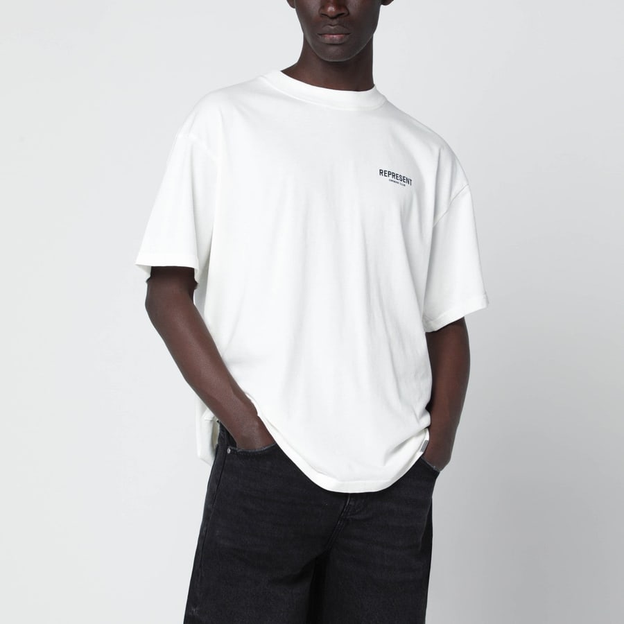 REPRESENT T-shirt bianca in cotone con logo