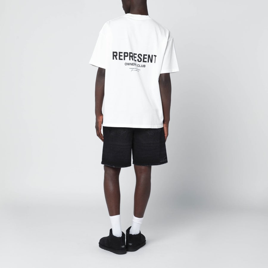 REPRESENT T-shirt bianca in cotone con logo, view 2