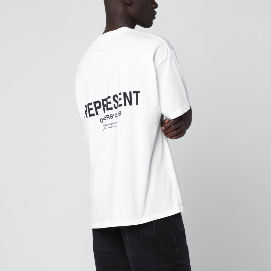 REPRESENT T-shirt bianca in cotone con logo, view 3