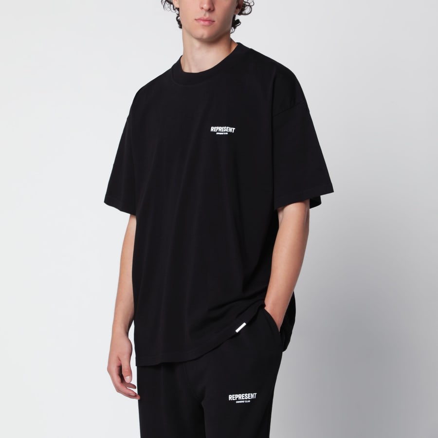 REPRESENT T-shirt nera in cotone con logo