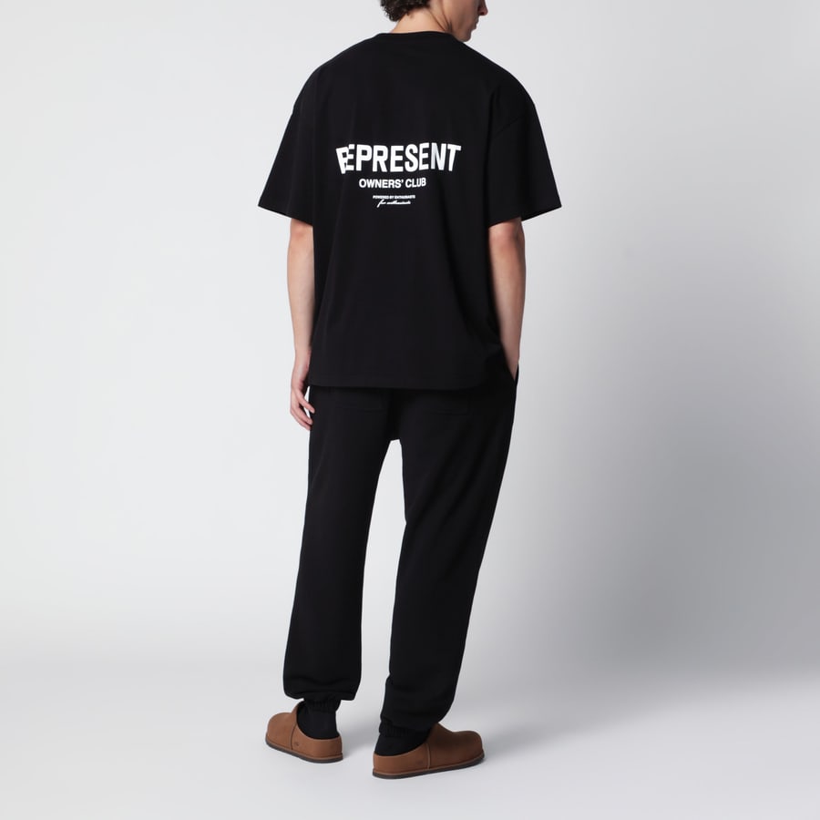 REPRESENT T-shirt nera in cotone con logo, view 2