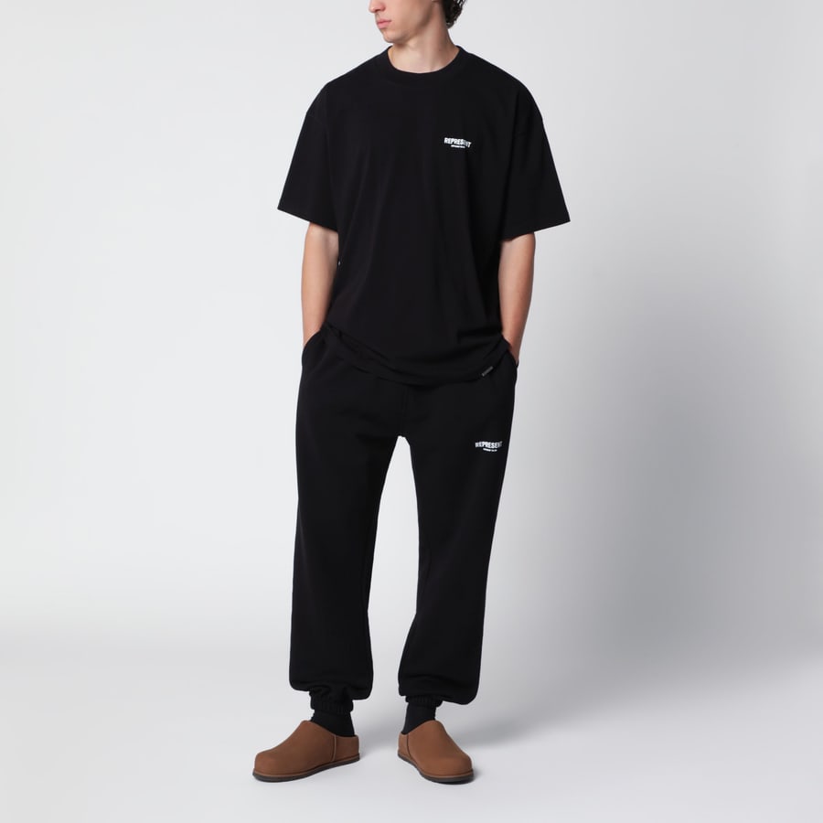 REPRESENT T-shirt nera in cotone con logo, view 4