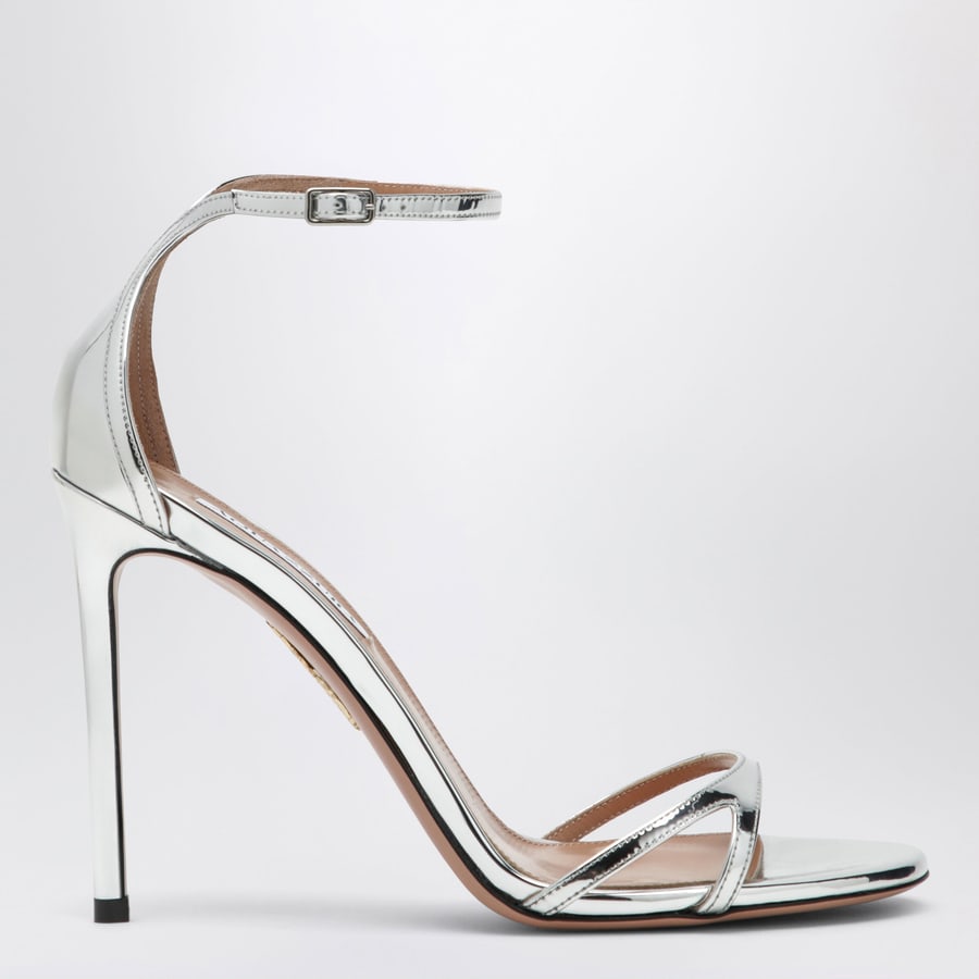 AQUAZZURA Sandali Nuda 85 in pelle metallizzata argento