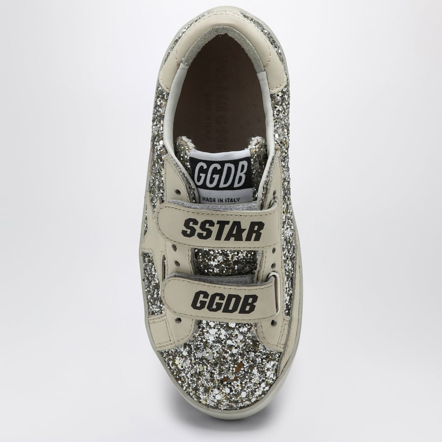 Golden Goose Sneaker Old School in glitter platino/crema, view 3
