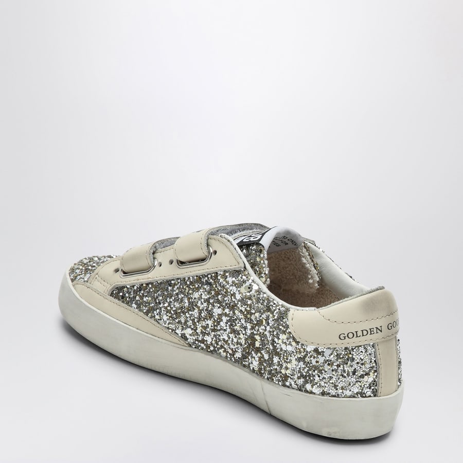 Golden Goose Sneaker Old School in glitter platino/crema, view 4