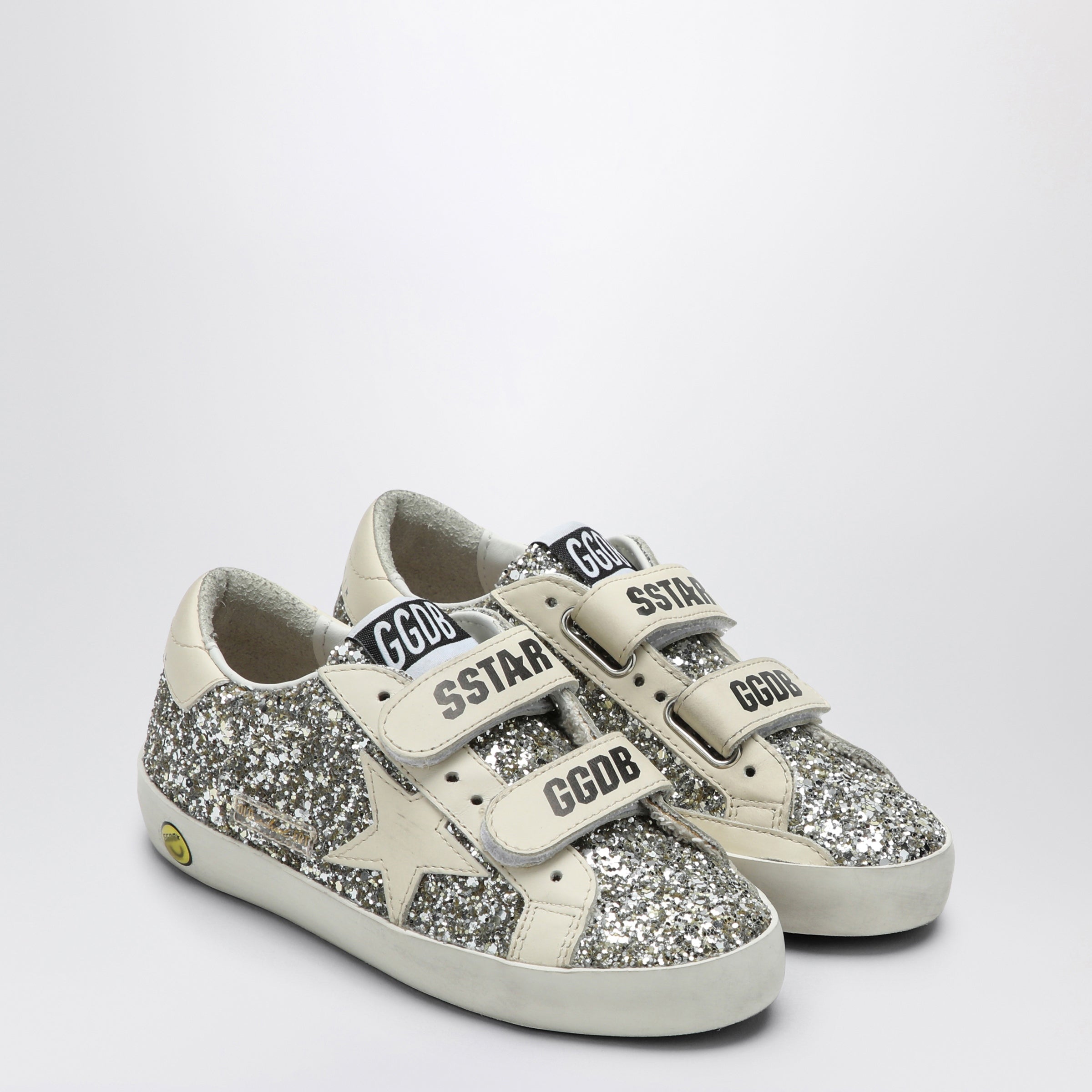 Golden Goose Sneaker Old School in glitter platino/crema, view 2