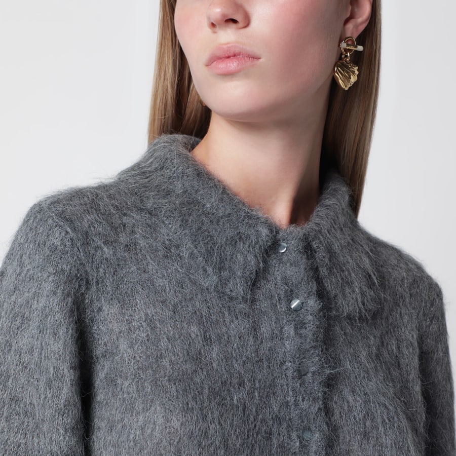 Chloé Cardigan in misto alpaca grigio fumo, view 4