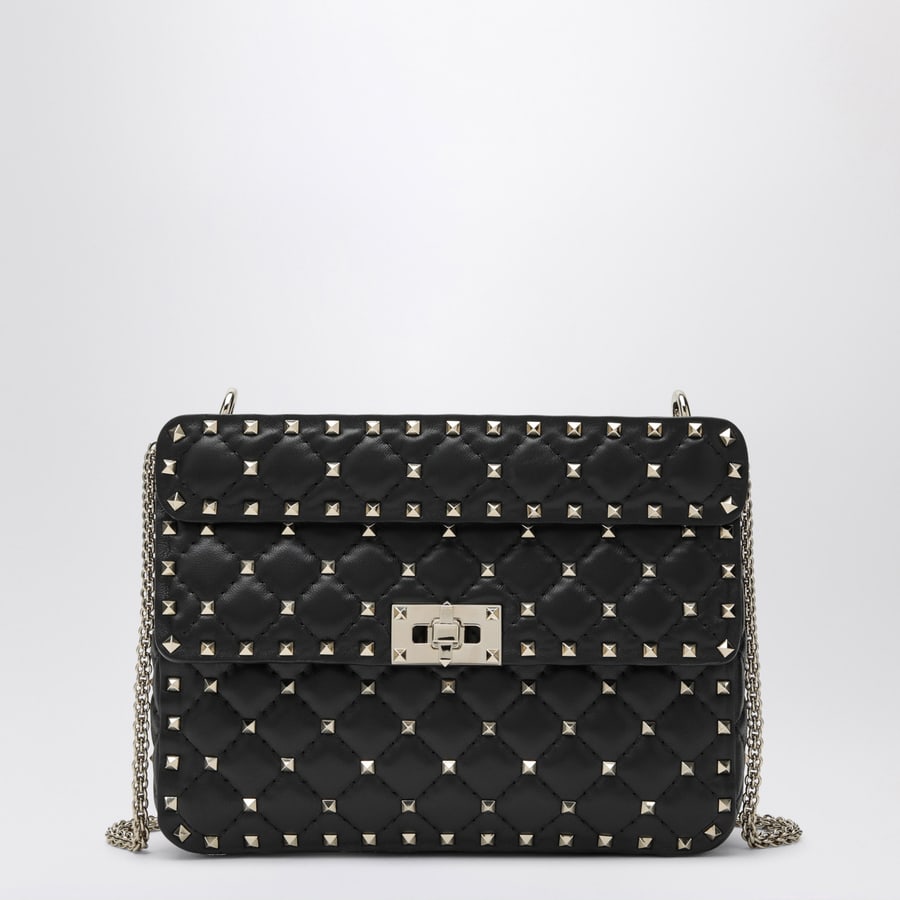 Valentino Garavani Borsa Media Rockstud Spike in Nappa nera