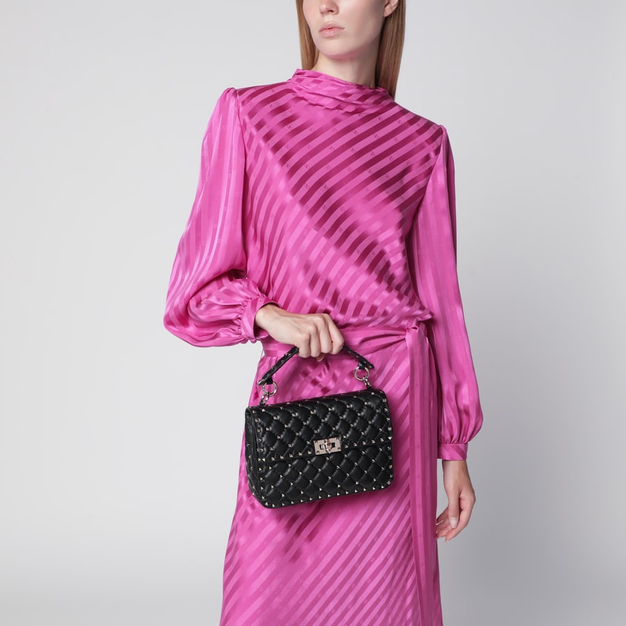 Valentino Garavani Borsa Media Rockstud Spike in Nappa nera, view 2