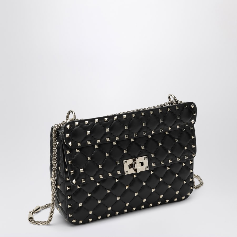 Valentino Garavani Borsa Media Rockstud Spike in Nappa nera, view 3