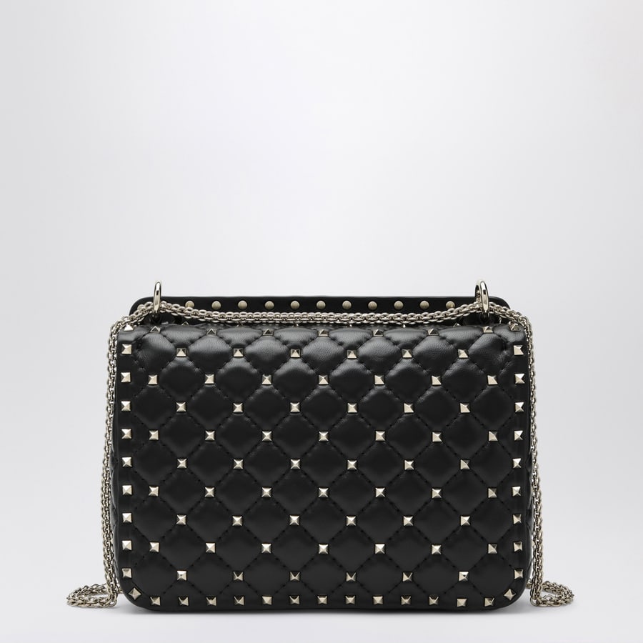 Valentino Garavani Borsa Media Rockstud Spike in Nappa nera, view 4
