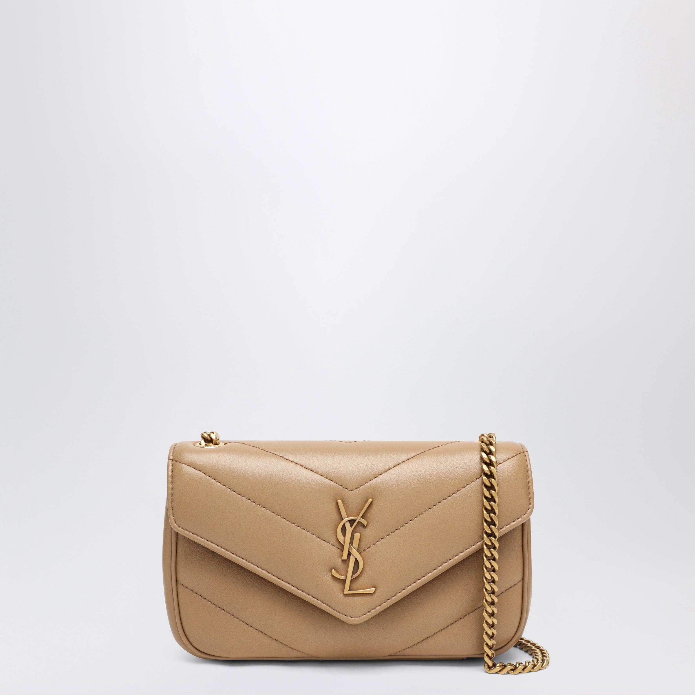 Saint Laurent Borsa LouLou mini beige in pelle