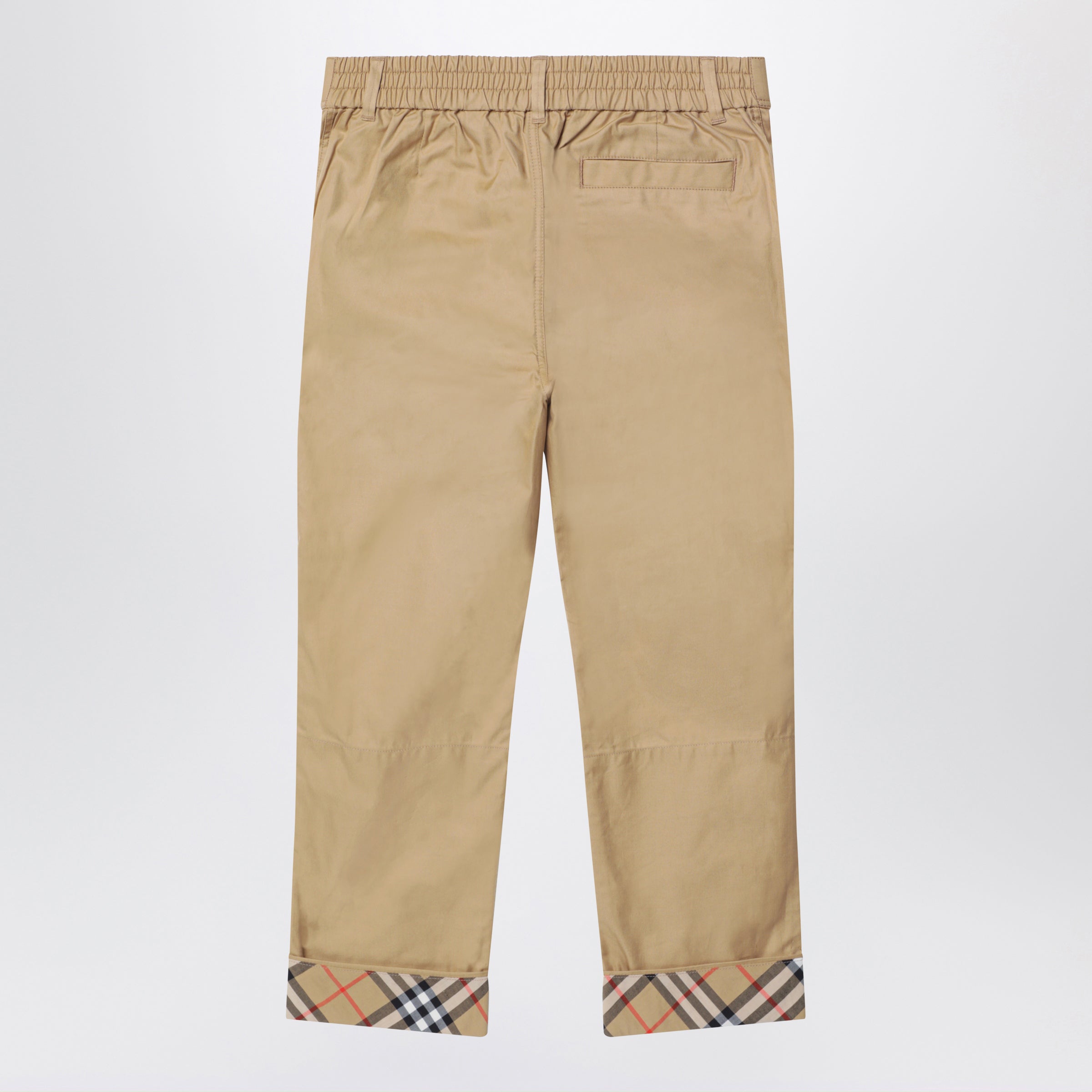 Burberry Pantaloni beige con risvolto con motivo Check, view 2