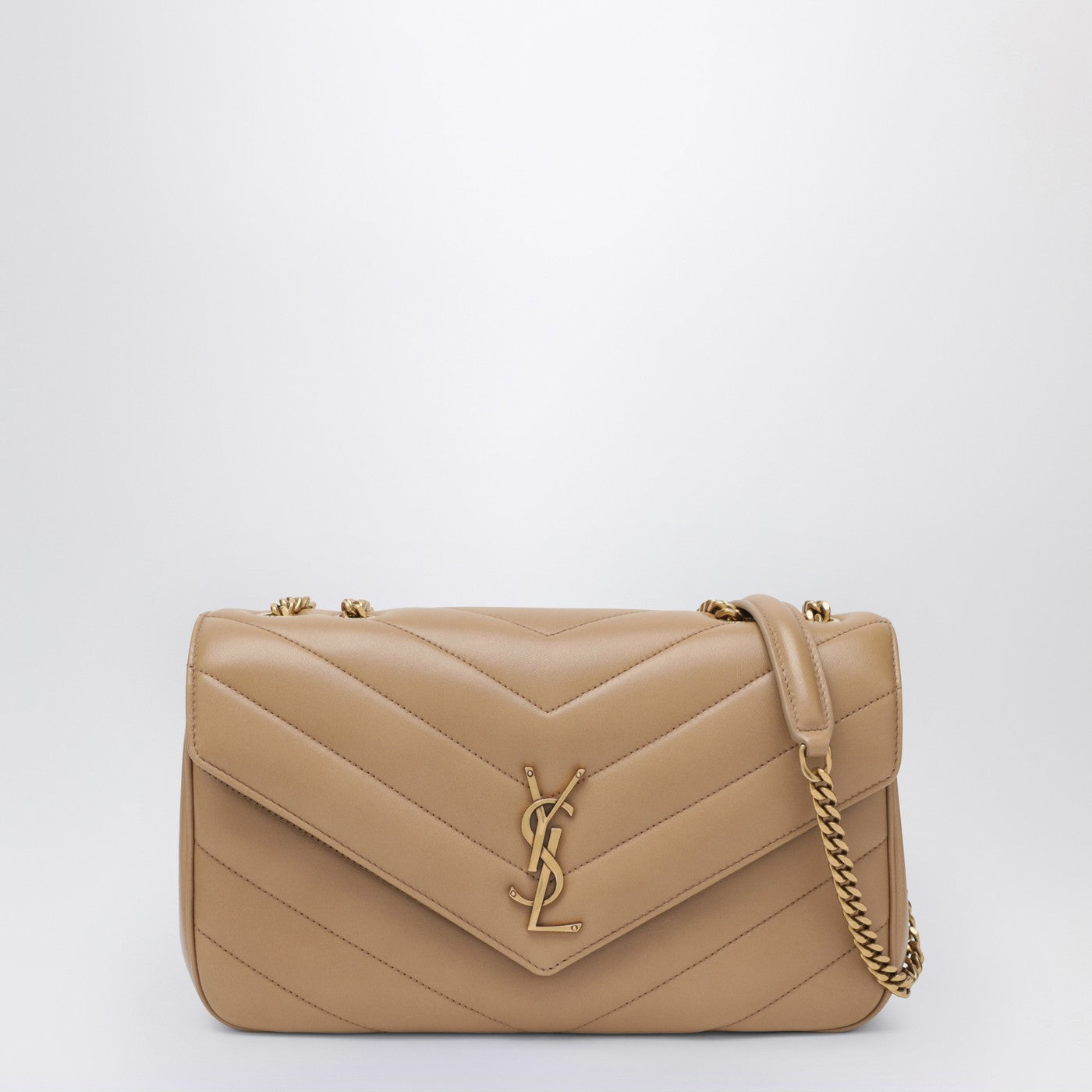 Saint Laurent Borsa LouLou media marrone chiara in pelle