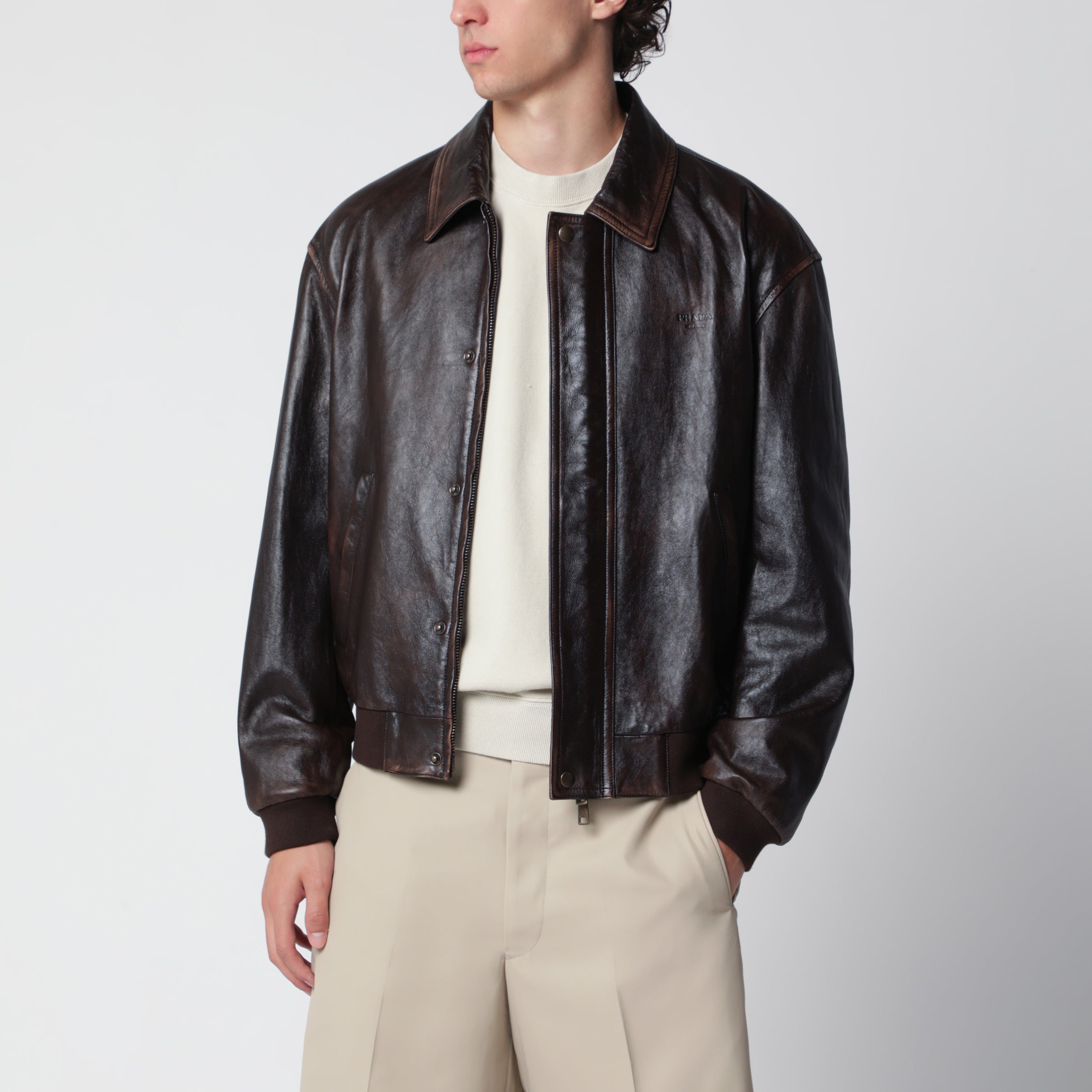 Prada Bomber in nappa vintage color moro