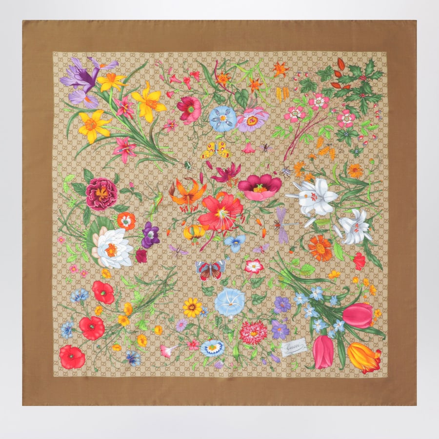 Gucci Scialle in lana e seta con stampa GG jacquard, view 3